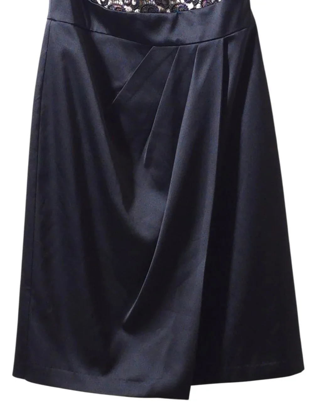 White House Black Market Lace Cocktail Dress Size 6 Black Satin Tulip Wedding